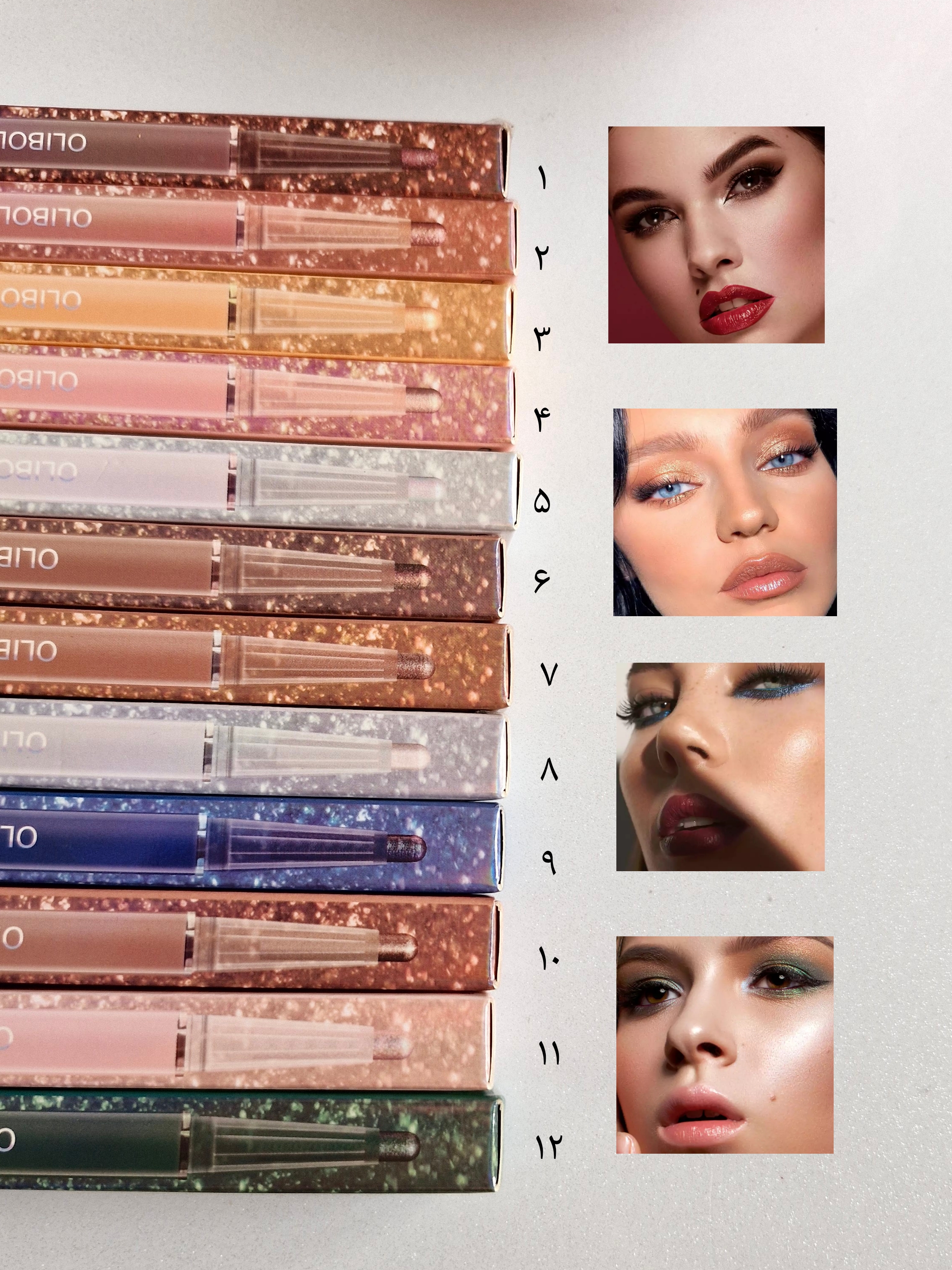 سایه مدادی پیچی، سایه رنگی چشم، سایه مدادی ۱۲ رنگ، سایه چشم اولیبولا، سایه ترند دور چشم، سایه روان و نرم، سایه دخترانه فانتزی